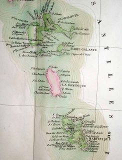 1827 Vandermaelen Map Lesser Antilles Caribbean Islands