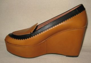 Carven for Robert Clergerie Ursule Brown Black Wedge Loafer Shoes Sz 