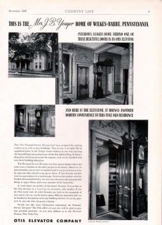 1936 Otis Elevator Home Photo Yeager Wilkes Barre Ad