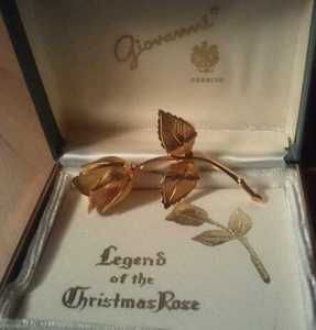 Giovanni Cerrito Vintage Christmas Rose pin with original box