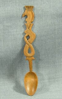 this week up for auction a stunning vintage hand carved wood spoon 