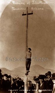 1884 Hanging Lynching John Heath Tombstone Arizona AZ Dead Body Corpse 