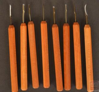auction set of 8 dockyard model micro wood carving tools