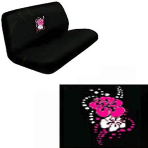   Floral Flower 1 Black Back Bench Row Car Seat Covers Fit