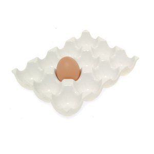 White Ceramic Egg Rack Holder Carton Display Holds 12 Eggs