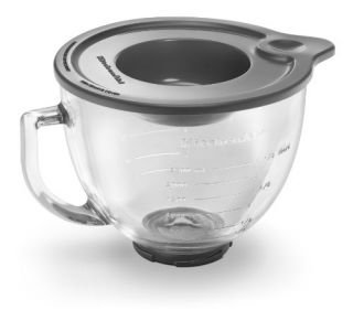 New KitchenAid 5 Quart Glass Bowl Mixing Pour Spout Wide Handle 