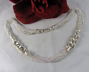 Sterling Silver 28 Strand Heavy Links 49g Necklace CAT RESCUE