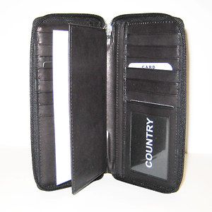   Leather Zipper Credit Card Checkbook Unisex Wallet Organizer