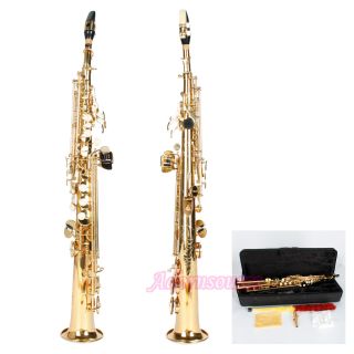   Delicate Design Bb Brass Soprano Straight Saxophone Sax Golden +Case