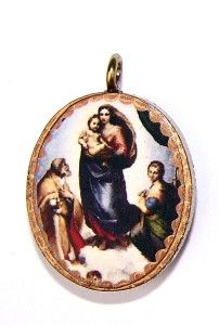 Raphael Sistine Chapel Madonna Painted Image Pendant