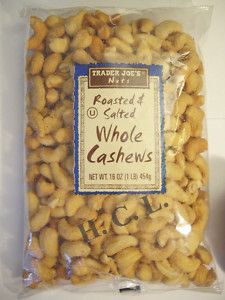 Trader Joes Nuts Roasted Salted Whole CASHEWS16oz