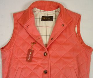 Loro Piana Vest $2295 Salmon Pink Cashmere Quilted 6BTN gilet Vest XL 