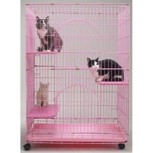 ProSelect Foldable Cat Cage 35 5LX22 25WX48H Pink