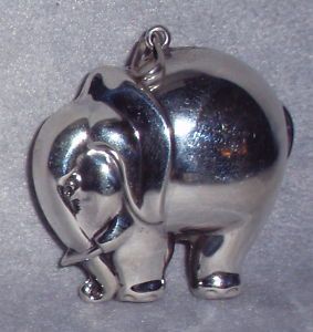 Cazenovia Abroad R M Trush Elephant 3D Sterling Silver Xmas Ornament 