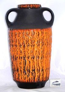 Stunning XXL Vintage 70s Carstens 220 Vase Orange West German Pottery 