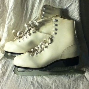 CCM SLM Canada Womens White Figure Ice Skates Size 8 See 12 Pics
