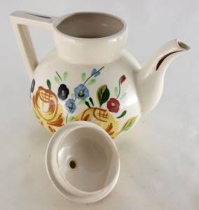SPI Blue Ridge Yellow Rose Chevron Tea Pot