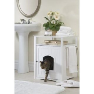 Washroom Pet House Kitty Box Enclosure Furniture White Brand New 