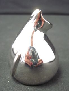 Dansk Silver Tone Metal Cat Figurine Paperweight in Bag