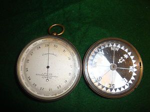 1890s 2 Sided Pocket Barometer Compass J Hicks London