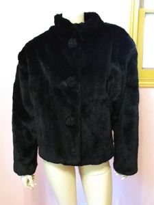 Carol Little Black Rabbit Fur Coat Jacket Size Small