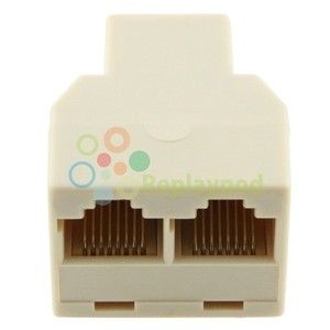   Connector Splitter 1 to 2 Sockets Internet Cable Cat5e Cat 5