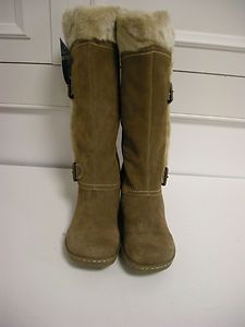BARE TRAPS 8M TAUPE SUEDE FAUX FUR LINED BOOTS CATHY NIB $96