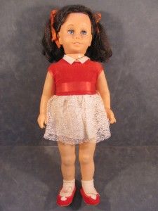 Vintage Chatty Cathy Doll Mattel Original Clothes 1960 Red Dress Blue 