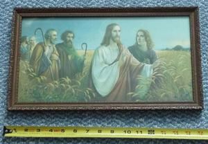 Antique Giovanni Framed JESUS Desciples WHEAT FIELD Picture Wall Art 