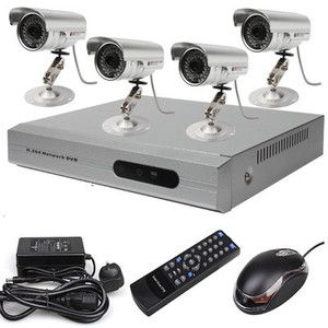   Video Surveillance CCTV DVR Security System 4 Outdoor Camera