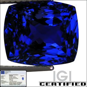 IGI Certified 8 79 ct AAAA Natural DBlock Tanzanite Cushion Cut Bluish 