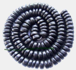 Black Grass Coral 3x8mm Roundel Gemstone Beads 15