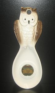 Vtg Ceramic Brown White Owl Spoon Rest The Alamo San Antonio Texas 