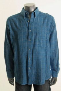   Blue Flannel Long Sleeve Glen Plaid Pocket Button Down Shirt L