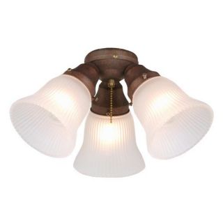 NEW 3 Light Ceiling Fan Lighting Kit Fixture, Bronze, White Glass 