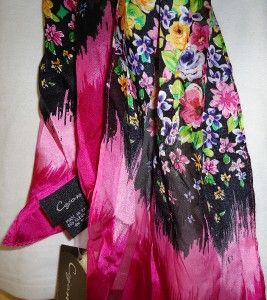 women s nwt cejon 100 % silk pink flowered scarf