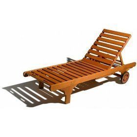 Wooden Patio Chaise Lounge Chair Outdoor Furniture New