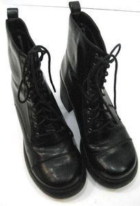 Cathy Jean Womens Black Lace Up Man Made Ankle Platform Boots Size Sz 