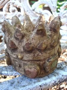 OMG Vintage Cement Jeweled Princess CROWN for Garden Statues Shabby 