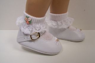 WHITE Non Patent Mary Jane w/Bow Doll Shoes For Chatty Cathy♥