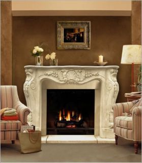 Chateau Series Louis XIII Stone Fireplace Mantel Mantle