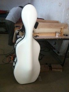 High Quality White Fiberglass Cello Case Wheells 4 4