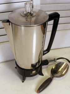   Electric Coffee Percolator Maker Pot Retro Mid Century Mod +bonus
