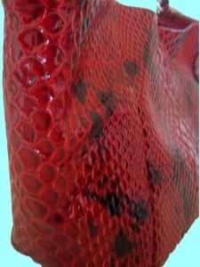 Cavalcanti Collection Italy Croc Embossed Ruby Leather New Large 