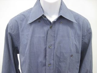 Davide Cenci Mens Blue Checkered Button Down Shirt 16