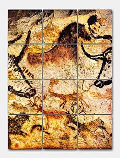 This beautiful tiled mural features the artwork Lascaux Detail of the 