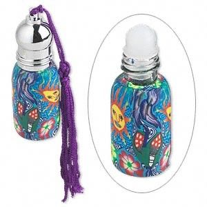 Blue Sun Design Polyclay Wrapped Roll on Perfume Bottle