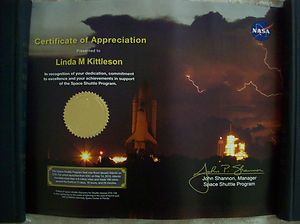    Flown Seal Space Shuttle Certificate Appreciation STS 132 Atlantis
