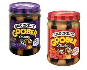 Smuckers Goober Peanut Butter Jelly Spread Grape Strawberry 2 Jars 