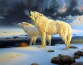   Echoes Artic Wolves by Richard Burns 22 x 17.5 Signed and Numbered